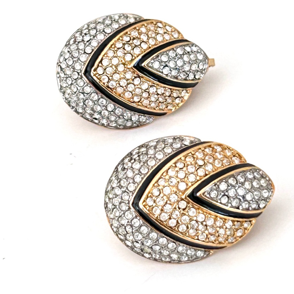Elegant Gold and Silver Crystal Earrings